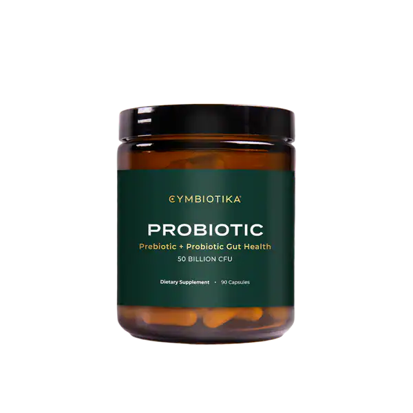 The Cymbiotika Probiotic bottle, a premium gut health supplement in the Cymbiotika vs Seed comparison.