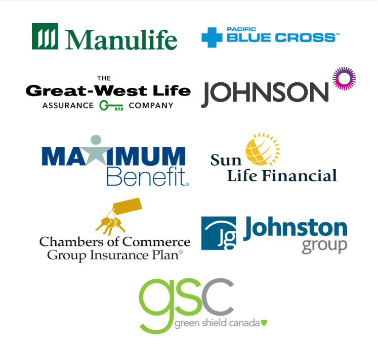 Major insurance companies we direct bill including Pacific Blue Cross, Sun Life, Canada Life, Manulife, Industrial Alliance for massage therapy Victoria