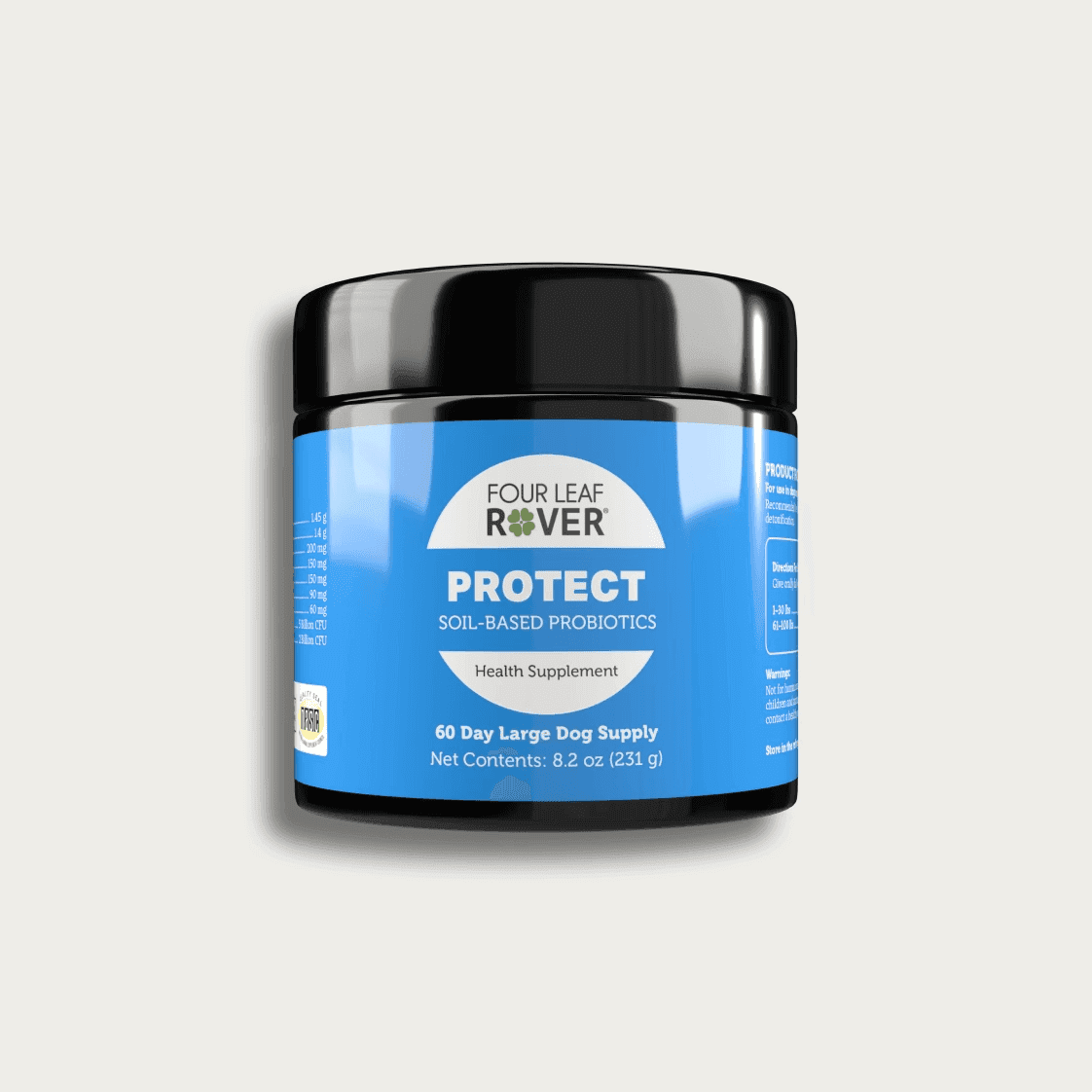 Four Leaf Rover Protect Soil-Based Probiotic for dogs.