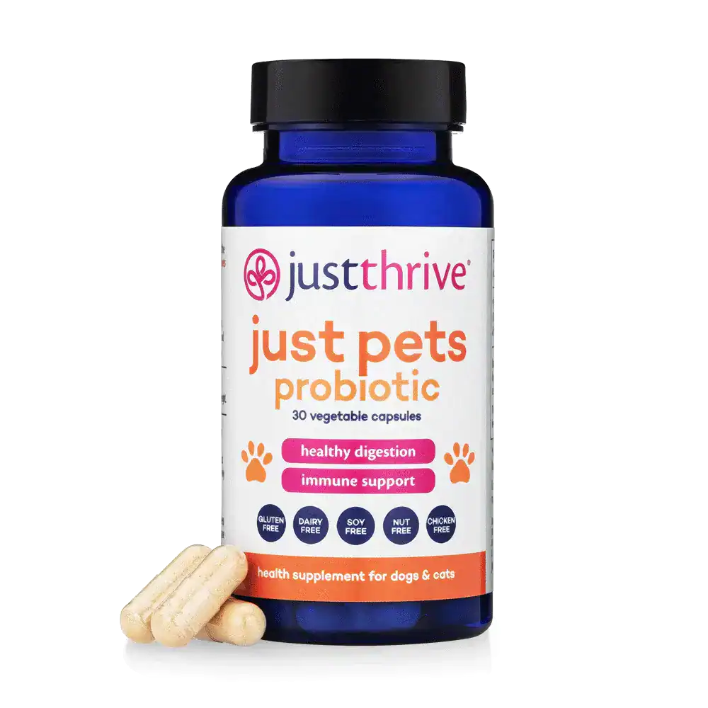 Just Thrive Pets Soil-Based Probiotic for dogs.