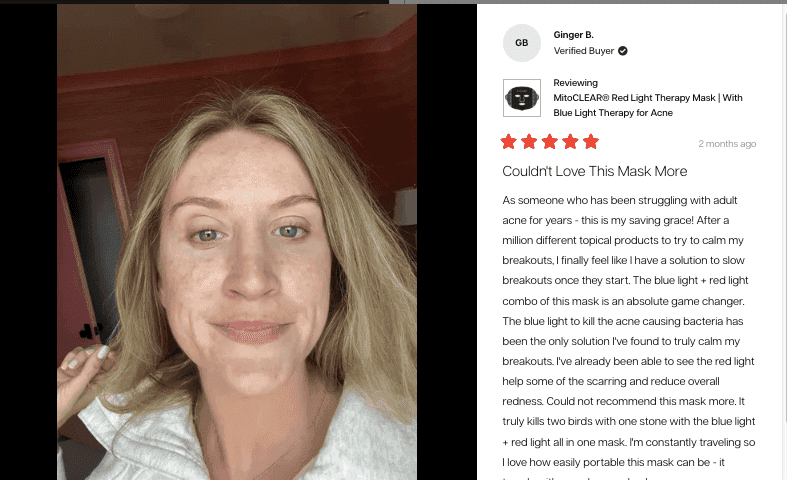 Mito Red Light reviews collage showing various panels like the MitoPRO and MitoAdapt series.