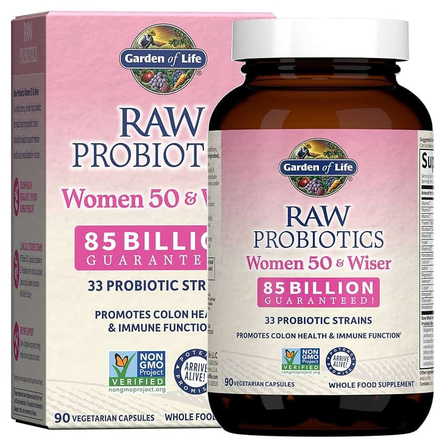 Garden of Life Raw Probiotics Women 50 & Wiser bottle.
