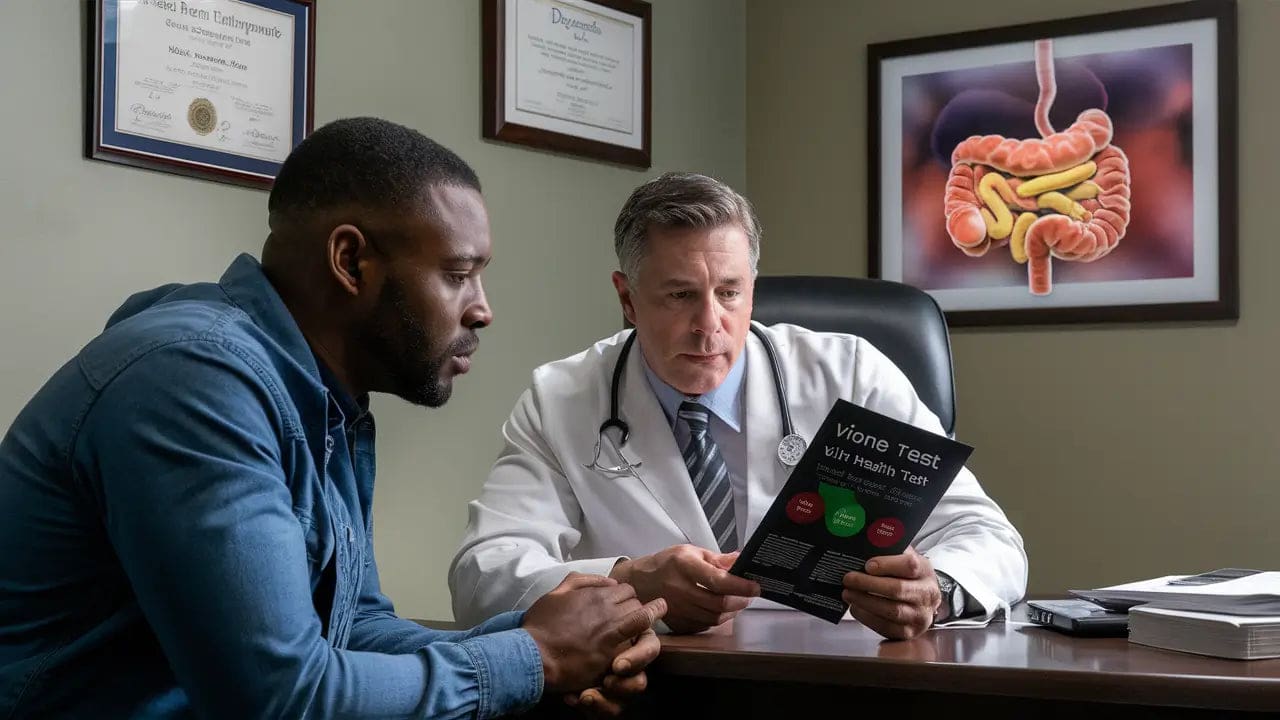 A person collecting a stool sample with the Viome test kit.