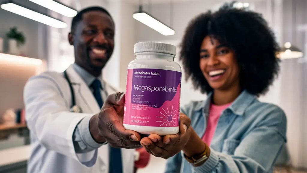 a couple doctors reviewing megasporebiotic probiotic by microbiome labs