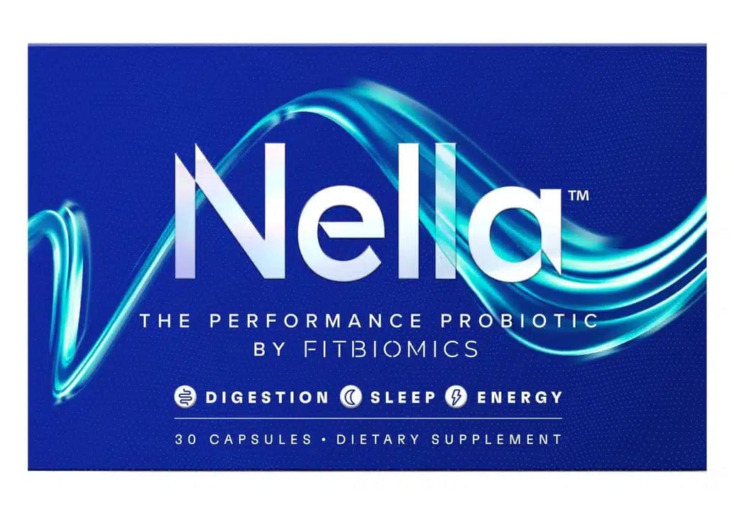 Nella Probiotic bottle, the best probiotic for men's athletic performance and testosterone.