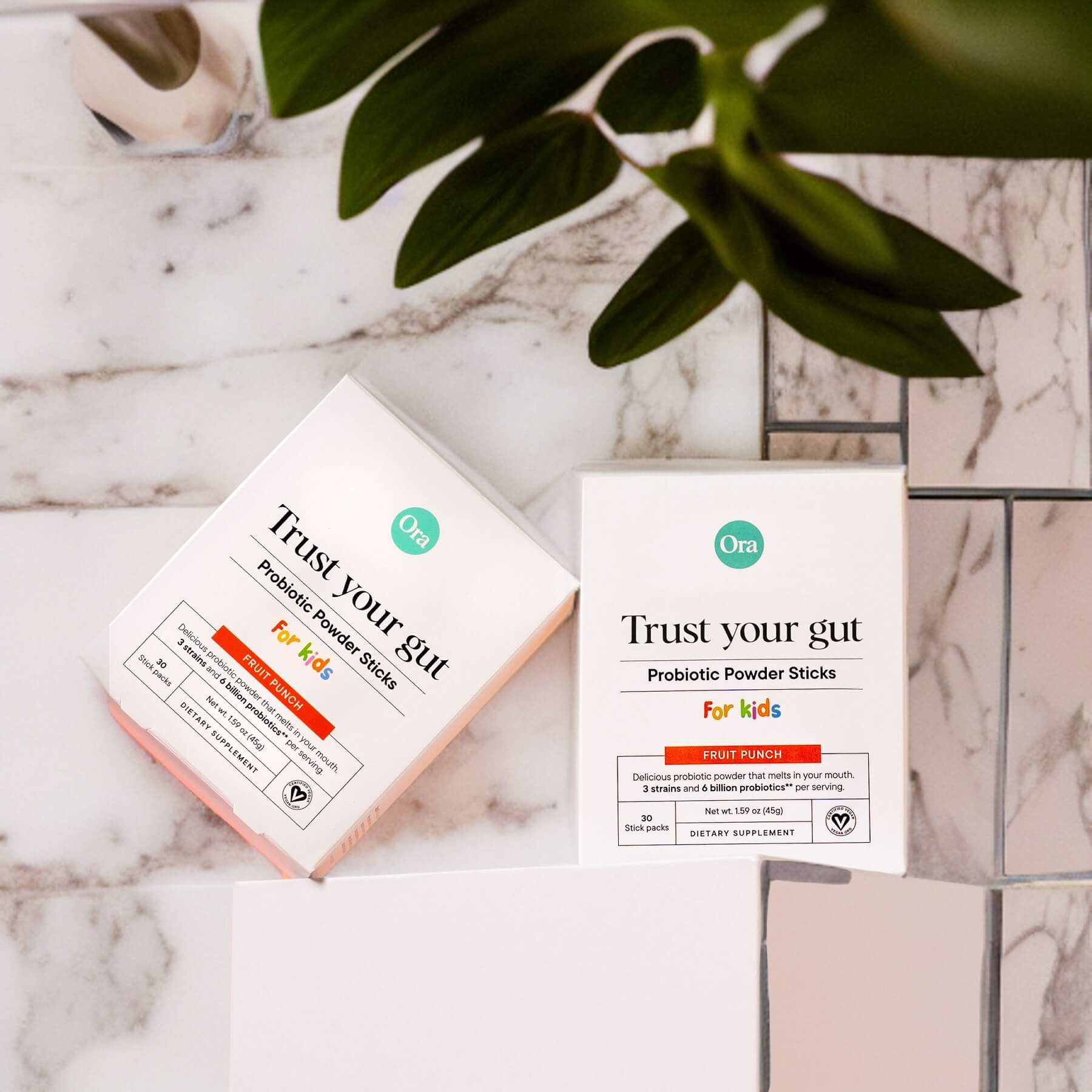 Ora Organics Trust Your Gut Pixies, a fun and effective probiotic powder for kids and children.