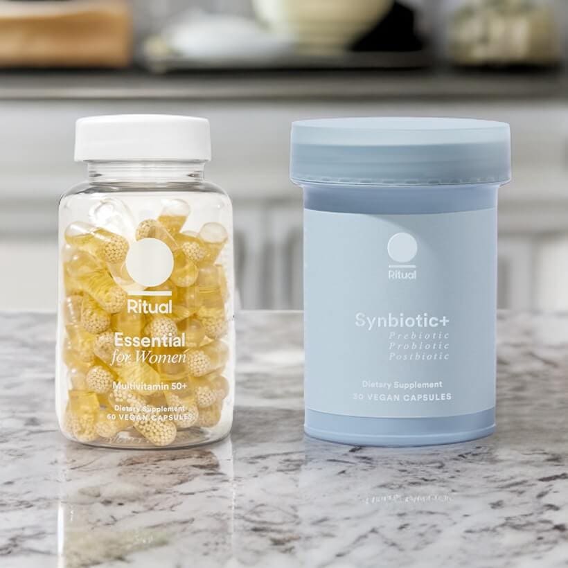 Ritual Synbiotic+ probiotic, prebiotic, and postbiotic formula for IBS-D.