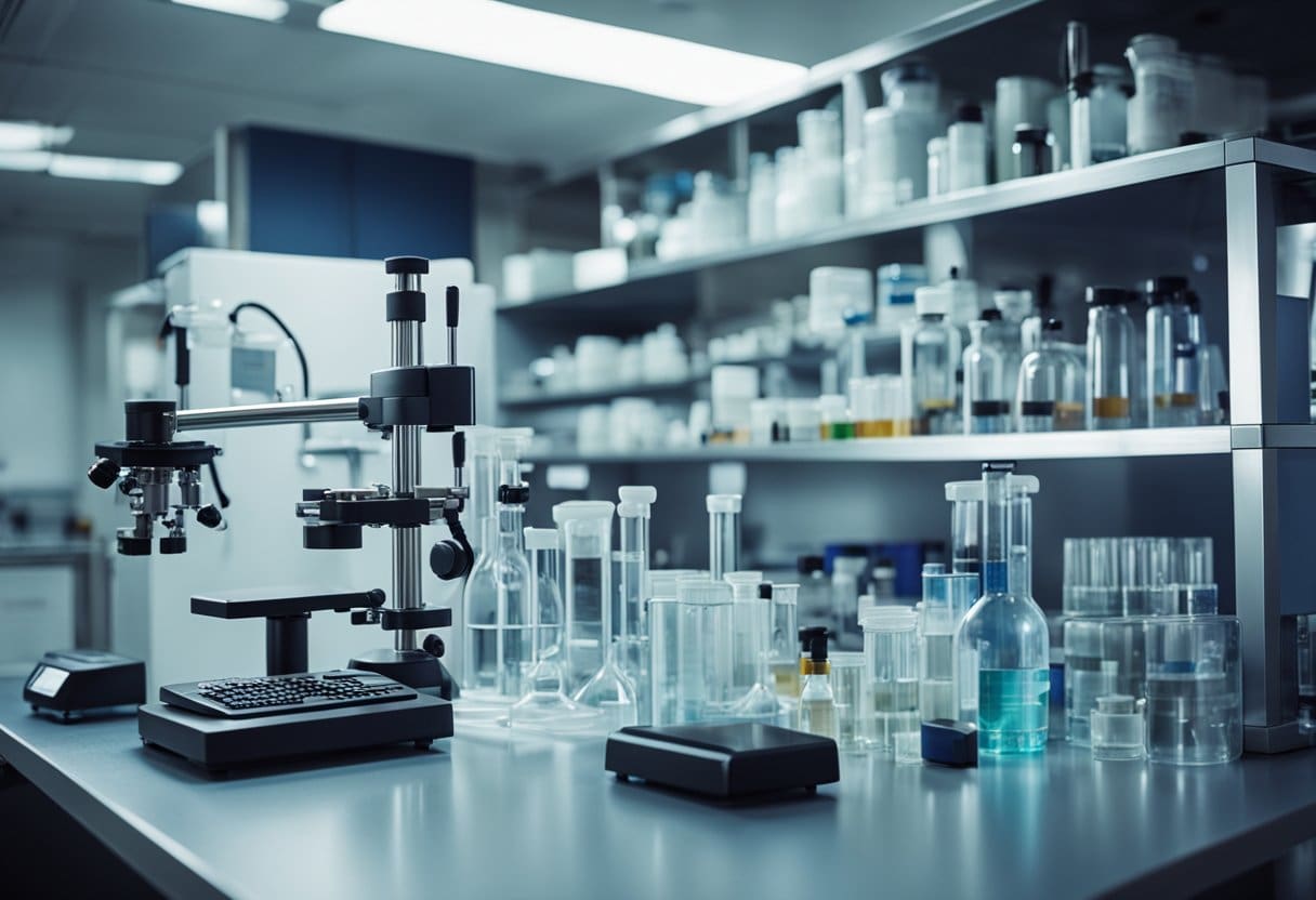 A laboratory setting with various medical equipment and devices, including a PEMF machine, alongside other cancer treatment options